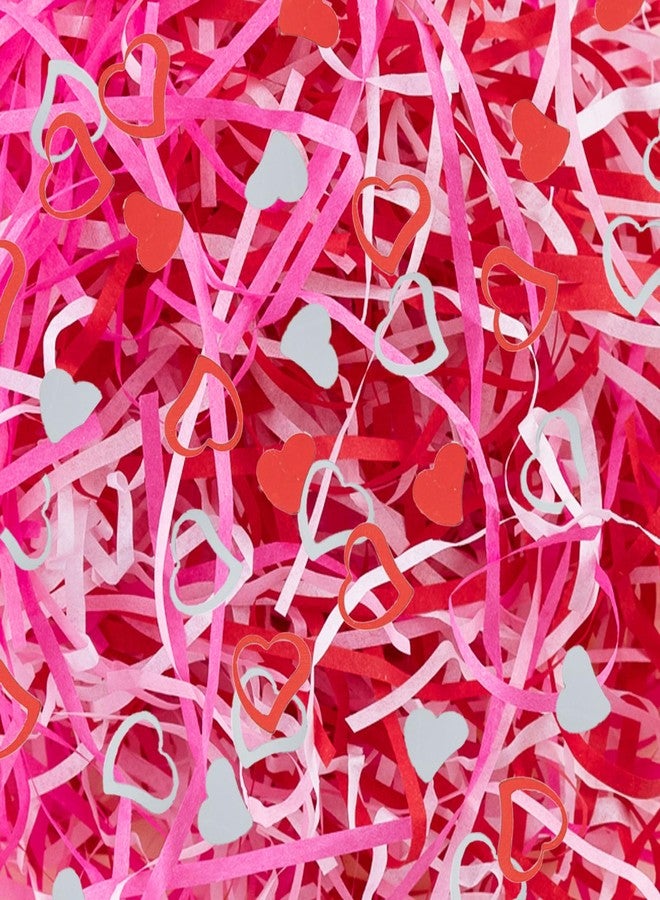CIPOWM 10.6oz Valentine's Day Grass Shredded Paper Filler Raffia Paper with Heart Confetti Cut Tissue Paper for Easter Gift Wrapping Basket Box Filling Party Supply - Image 2